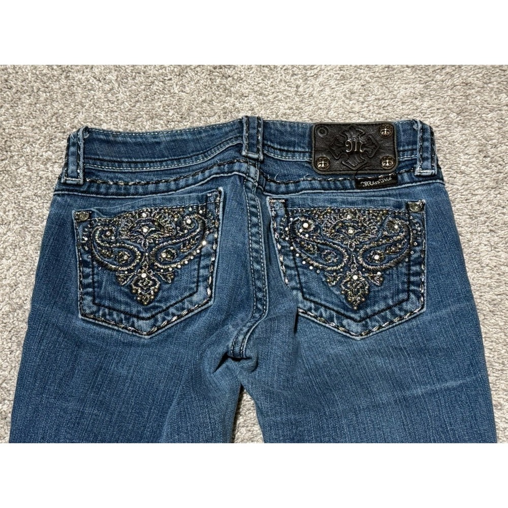 VTG Miss Me Sz 26 JPW5123SK-4R Skinny Jeans Embroidered & Rhinestones Low Rise